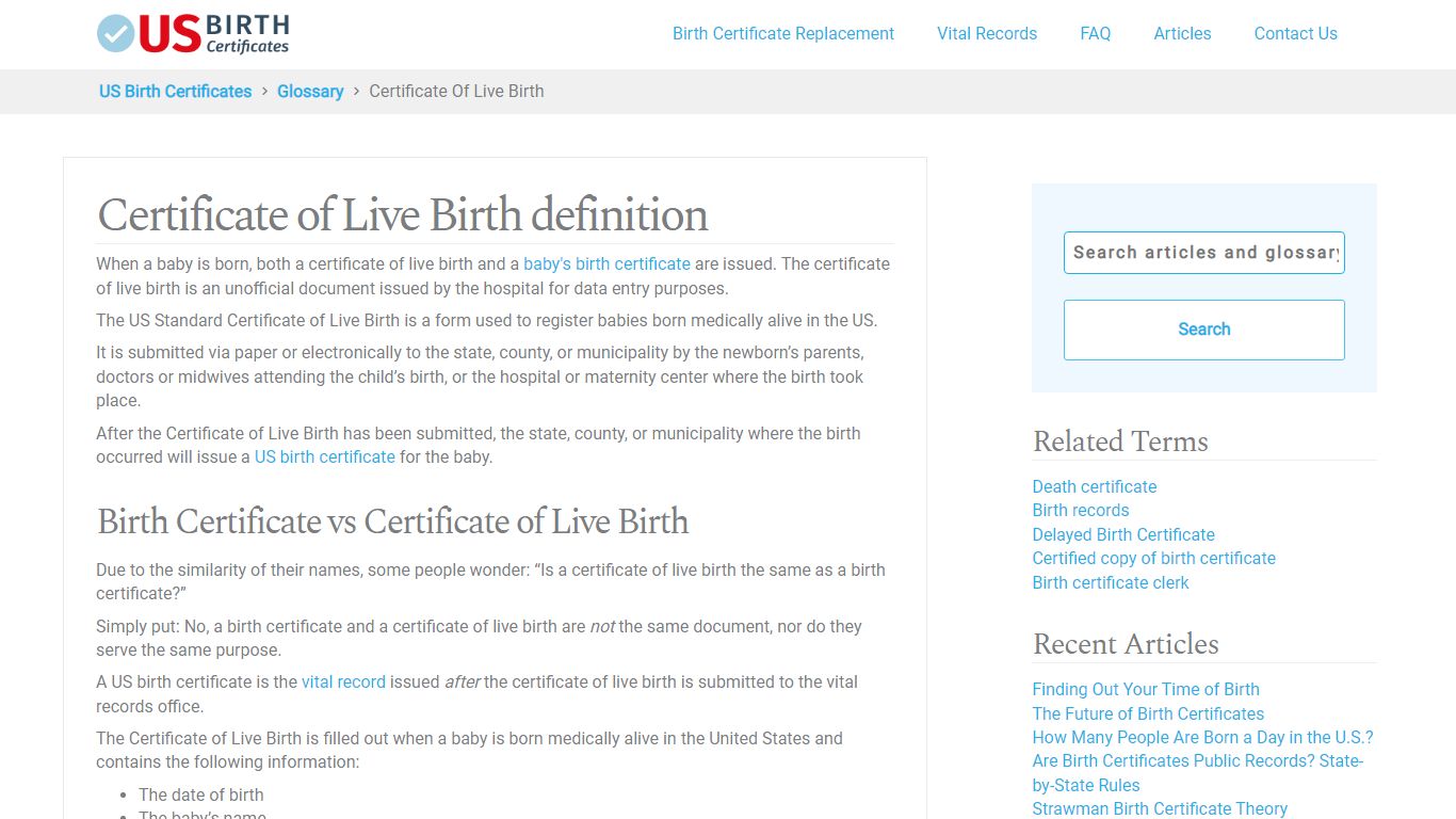 What is a Certificate of Live Birth? - US Birth Certificates